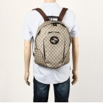 GUCCI(グッチ) リュックサック GG柄 ダブルG ベージュ×ダークブラウン PVC(塩化ビニール)×レザー 223705 KGDAX 8588