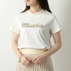 モンクレール Tシャツ レディース 半袖 カットソー ロゴT フロッキープリント クルーネック コットン 8C00011 829HP 034