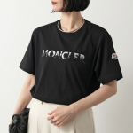 モンクレール Tシャツ レディース 半袖 クルーネック カットソー コットン スパンコール 刺繍 ロゴパッチ 8C00028 829HP